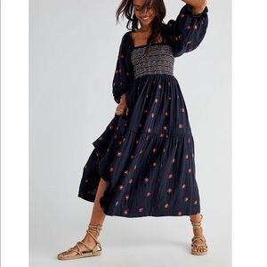 Free People Dahlia Embroidered Maxi Dress NWOT